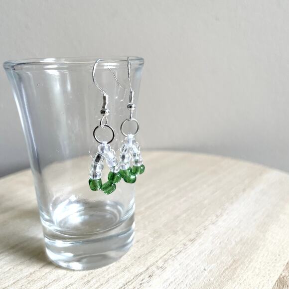 Topaz Beaded Earrings NWT handmade metallic delicate lightweight vintage stateme - Picture 1 of 1